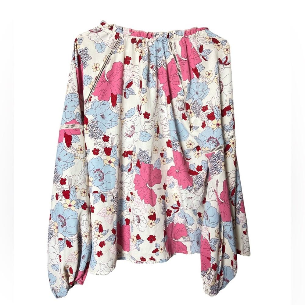 Sanctuary Womens Boho Meadow Floral Blouse Long Sleeve With Tassel NWT Sz L - Picture 2 of 13